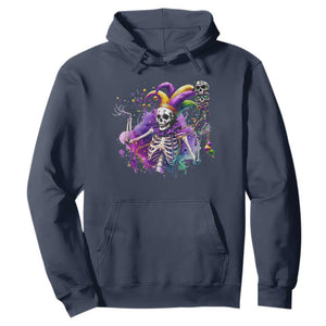 Mardi Gras Hoodie Jester Skeleton Skull Lovers TS10 Navy Print Your Wear