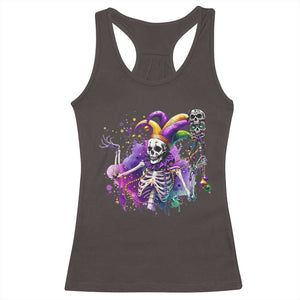 Mardi Gras Racerback Tank Top Jester Skeleton Skull Lovers TS10 Dark Chocolate Print Your Wear