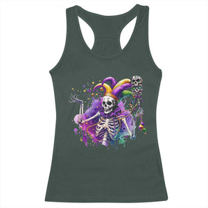 Mardi Gras Racerback Tank Top Jester Skeleton Skull Lovers TS10 Dark Forest Green Print Your Wear