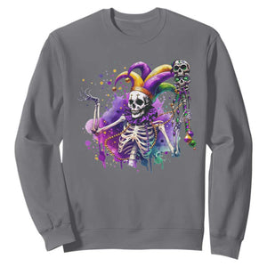 Mardi Gras Sweatshirt Jester Skeleton Skull Lovers TS10 Charcoal Print Your Wear