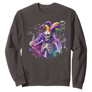 Mardi Gras Sweatshirt Jester Skeleton Skull Lovers TS10 Dark Chocolate Print Your Wear