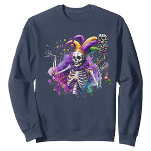 Mardi Gras Sweatshirt Jester Skeleton Skull Lovers TS10 Navy Print Your Wear