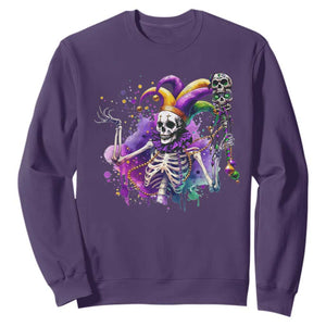 Mardi Gras Sweatshirt Jester Skeleton Skull Lovers TS10 Purple Print Your Wear