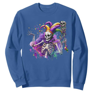 Mardi Gras Sweatshirt Jester Skeleton Skull Lovers TS10 Royal Blue Print Your Wear