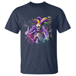Mardi Gras T Shirt Jester Skeleton Skull Lovers TS10 Navy Print Your Wear