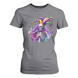 Mardi Gras T Shirt For Women Jester Skeleton Skull Lovers TS10 Charcoal Print Your Wear