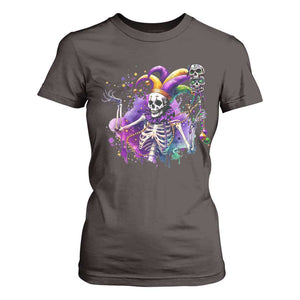 Mardi Gras T Shirt For Women Jester Skeleton Skull Lovers TS10 Dark Chocolate Print Your Wear
