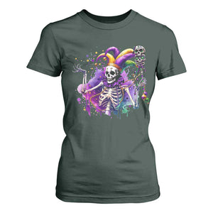 Mardi Gras T Shirt For Women Jester Skeleton Skull Lovers TS10 Dark Forest Green Print Your Wear