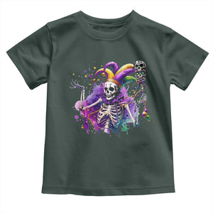 Mardi Gras Toddler T Shirt Jester Skeleton Skull Lovers TS10 Dark Forest Green Print Your Wear