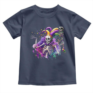Mardi Gras Toddler T Shirt Jester Skeleton Skull Lovers TS10 Navy Print Your Wear