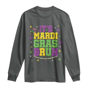 Bruh Mardi Gras Long Sleeve Shirt Funny Fat Tuesday Teens Boys Kids TS10 Dark Heather Print Your Wear