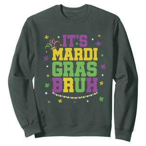 Bruh Mardi Gras Sweatshirt Funny Fat Tuesday Teens Boys Kids TS10 Dark Forest Green Print Your Wear