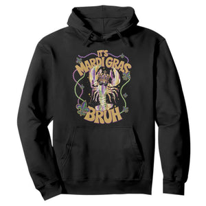 It's Mardi Gras Bruh Hoodie Glitter Print Crawfish Beads TS10 Black Print Your Wear