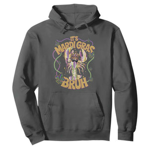 It's Mardi Gras Bruh Hoodie Glitter Print Crawfish Beads TS10 Dark Heather Print Your Wear