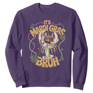 It's Mardi Gras Bruh Sweatshirt Glitter Print Crawfish Beads TS10 Purple Print Your Wear