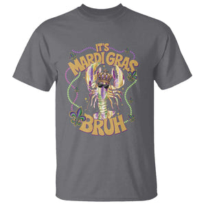 It's Mardi Gras Bruh T Shirt Glitter Print Crawfish Beads TS10 Charcoal Print Your Wear