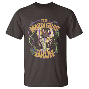 It's Mardi Gras Bruh T Shirt Glitter Print Crawfish Beads TS10 Dark Chocolate Print Your Wear