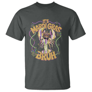 It's Mardi Gras Bruh T Shirt Glitter Print Crawfish Beads TS10 Dark Heather Print Your Wear