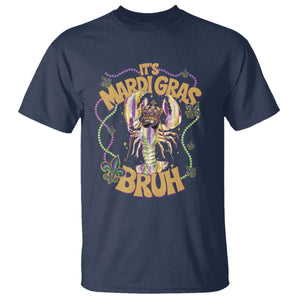 It's Mardi Gras Bruh T Shirt Glitter Print Crawfish Beads TS10 Navy Print Your Wear