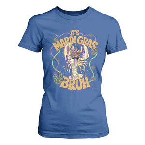 It's Mardi Gras Bruh T Shirt For Women Glitter Print Crawfish Beads TS10 Royal Blue Print Your Wear