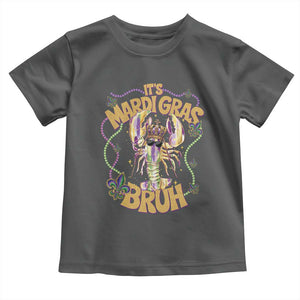 It's Mardi Gras Bruh Toddler T Shirt Glitter Print Crawfish Beads TS10 Dark Heather Print Your Wear