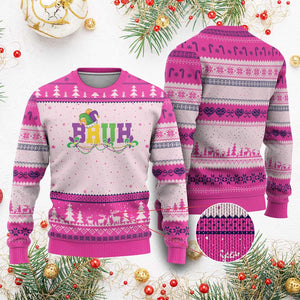 Bruh Mardi Gras Ugly Christmas Sweater Carnival New Orleans Trip Parade Outfit Teens Boys Kids TS10 Hot Pink Print Your Wear
