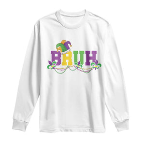 Bruh Mardi Gras Long Sleeve Shirt Carnival New Orleans Trip Parade Outfit Teens Boys Kids TS10 White Print Your Wear