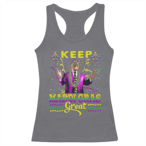 Funny Trump Keep Mardi Gras Great Racerback Tank Top TS10 Charcoal Print Your Wear