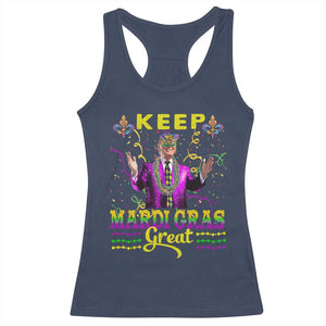 Funny Trump Keep Mardi Gras Great Racerback Tank Top TS10 Navy Print Your Wear