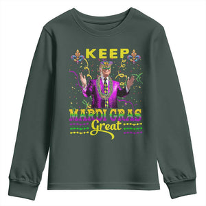 Funny Trump Keep Mardi Gras Great Youth Sweatshirt TS10 Dark Forest Green Print Your Wear