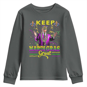 Funny Trump Keep Mardi Gras Great Youth Sweatshirt TS10 Dark Heather Print Your Wear