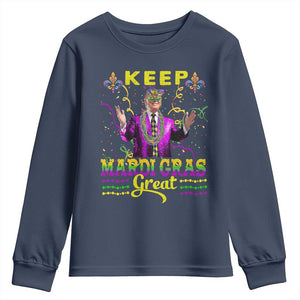 Funny Trump Keep Mardi Gras Great Youth Sweatshirt TS10 Navy Print Your Wear