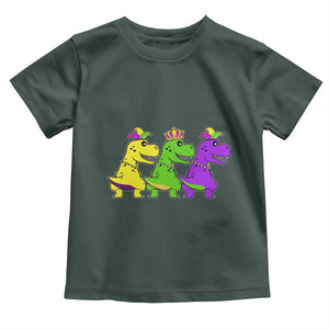 Mardi Gras Toddler T Shirt Kids Trex Dinos Toddler Boys TS10 Dark Forest Green Print Your Wear