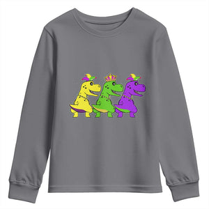 Mardi Gras Youth Sweatshirt Kids Trex Dinos Toddler Boys TS10 Charcoal Print Your Wear