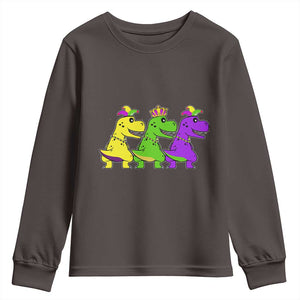 Mardi Gras Youth Sweatshirt Kids Trex Dinos Toddler Boys TS10 Dark Chocolate Print Your Wear