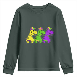 Mardi Gras Youth Sweatshirt Kids Trex Dinos Toddler Boys TS10 Dark Forest Green Print Your Wear