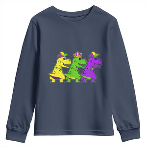 Mardi Gras Youth Sweatshirt Kids Trex Dinos Toddler Boys TS10 Navy Print Your Wear