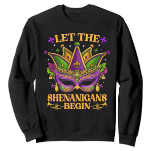 Let The Shenanigans Begin Mardi Gras Sweatshirt Masquerade Mask Beads TS10 Black Print Your Wear