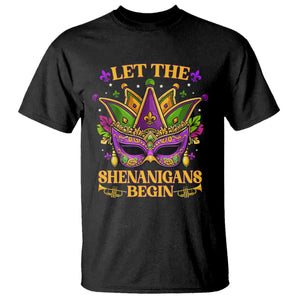 Let The Shenanigans Begin Mardi Gras T Shirt Masquerade Mask Beads TS10 Black Print Your Wear