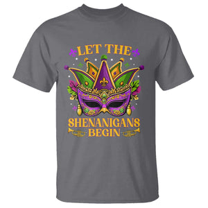 Let The Shenanigans Begin Mardi Gras T Shirt Masquerade Mask Beads TS10 Charcoal Print Your Wear