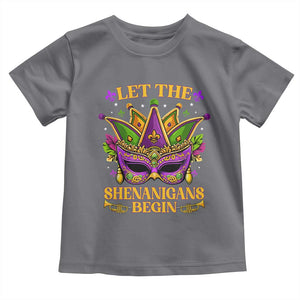 Let The Shenanigans Begin Mardi Gras Toddler T Shirt Masquerade Mask Beads TS10 Charcoal Print Your Wear