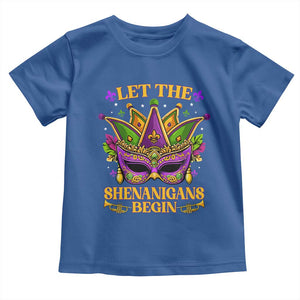 Let The Shenanigans Begin Mardi Gras Toddler T Shirt Masquerade Mask Beads TS10 Royal Blue Print Your Wear