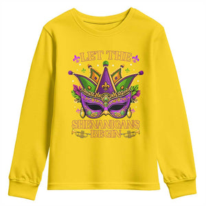 Let The Shenanigans Begin Mardi Gras Youth Sweatshirt Masquerade Mask Beads TS10 Daisy Print Your Wear