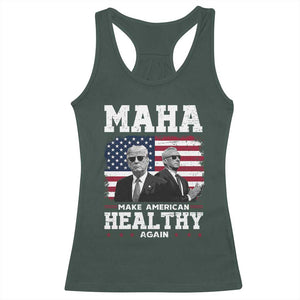 Trump Kennedy Racerback Tank Top RFK MAHA Make America Healthy Again 2025 USA Flag TS10 Dark Forest Green Print Your Wear
