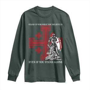 Catholic Knight Templar Crusader Cross Long Sleeve Shirt Kingdom Of Jerusalem TS10 Dark Forest Green Print Your Wear