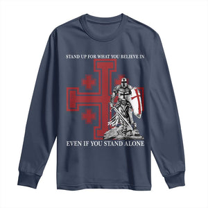 Catholic Knight Templar Crusader Cross Long Sleeve Shirt Kingdom Of Jerusalem TS10 Navy Print Your Wear