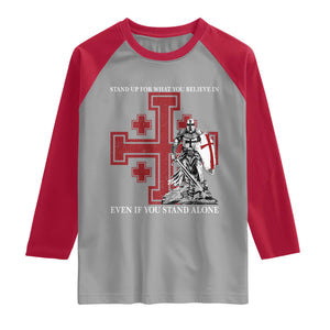 Catholic Knight Templar Crusader Cross Raglan Shirt Kingdom Of Jerusalem TS10 Sport Gray Red Print Your Wear