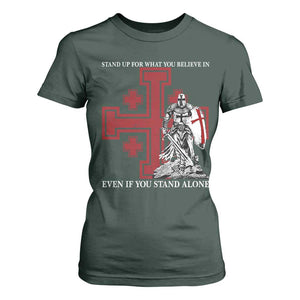 Catholic Knight Templar Crusader Cross T Shirt For Women Kingdom Of Jerusalem TS10 Dark Forest Green Print Your Wear