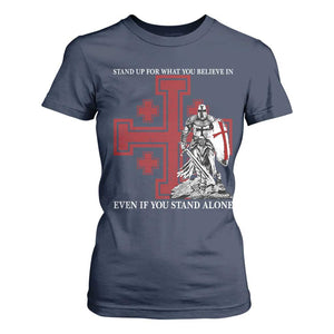 Catholic Knight Templar Crusader Cross T Shirt For Women Kingdom Of Jerusalem TS10 Navy Print Your Wear