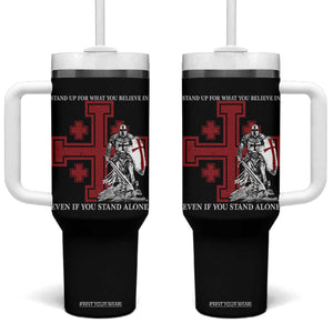 Catholic Knight Templar Crusader Cross Tumbler With Handle - Kingdom Of Jerusalem Crusade Gift TS10 One Size: 40 oz Black Print Your Wear